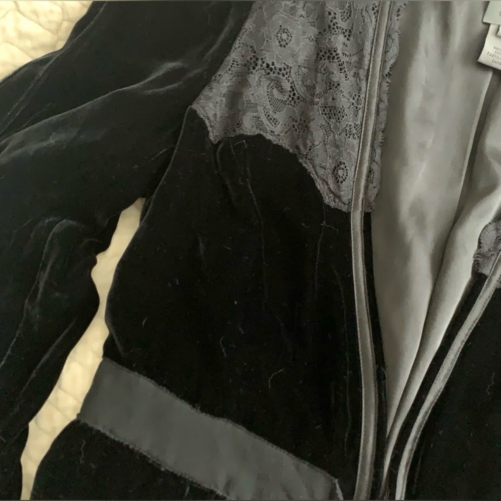 CK Calvin Klein Black Velvet & Satin Jacket With Lace, Size: 6, EUC (PM-33) - Picture 8 of 9